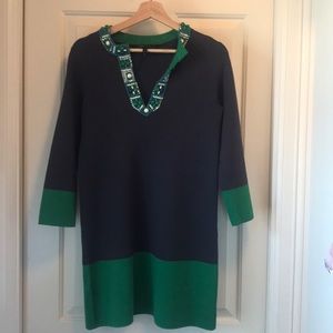 Beautiful beaded neck BCBG long sleeve dress